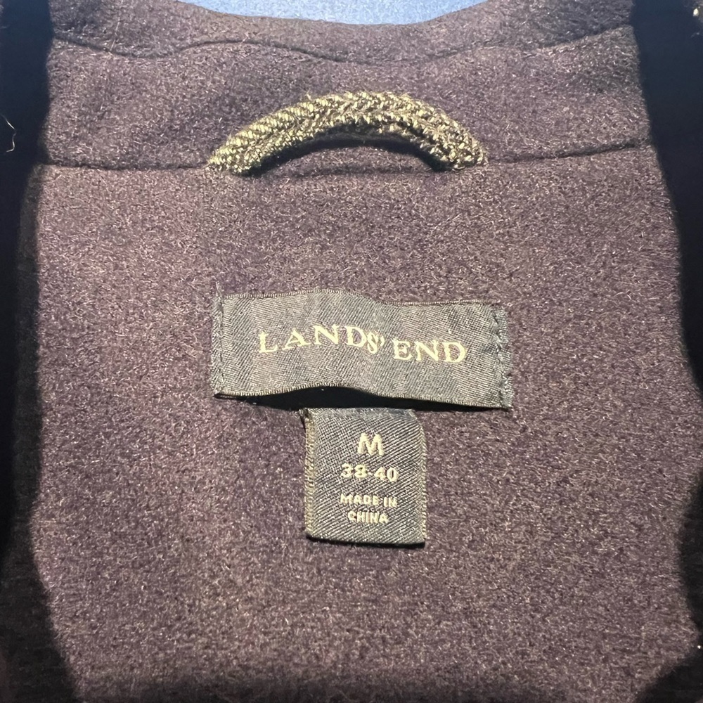Lands End Mens Size M (38/40) Navy Pea Coat Wool Cashmere Blend - Picture 14 of 15